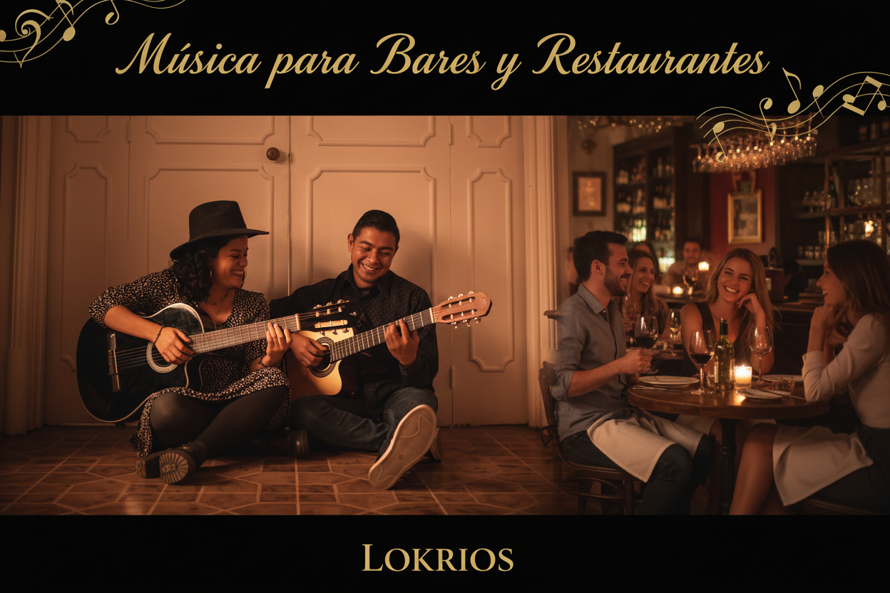 Dúo Lokrios en bar con clientes